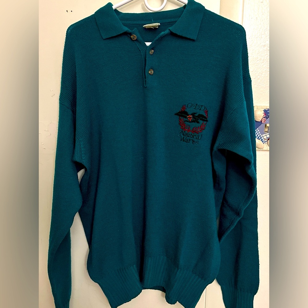 Ragno  100% Wool V Neck Collared Sweater Men